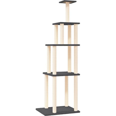 Tiragraffi per gatti mobile torre arrampicata giocattolo tiragraffi piattaforma da arrampicata con tiragraffi in sisal scuro 183 cm grigio 020022691