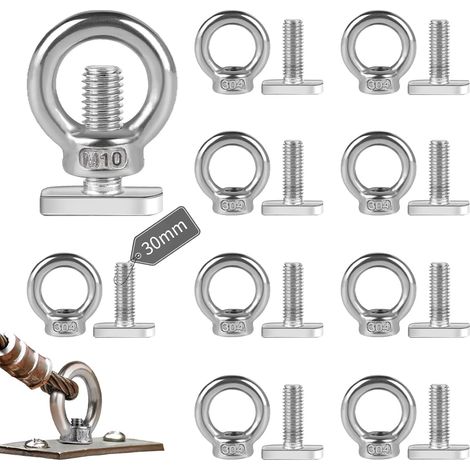 10 Pcs Ecrous à œil de Taille M10 Tige Filetée M830mm Écrou à Anneau de Levage Boulon à œil Anneaux en Inox D'écrous à Anneau Femelle Boulon à Oeil pour Raccord de Corde Accessoires de Levage (1/5)