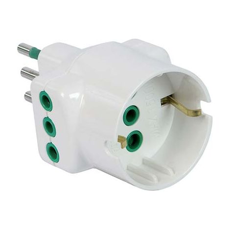 ADATTATORE TRIPLO 10A-10A+SCHUKO GARANTI - BIANCO 2P+T- 10 pezzi