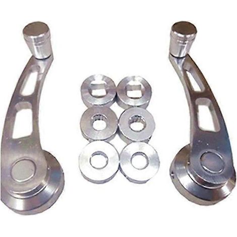 SPSLD 1 paire de poignées de lève-vitre universelles de haute qualité pour voiture, en alliage d'aluminium, accessoires auto SquareSilver (1/5)