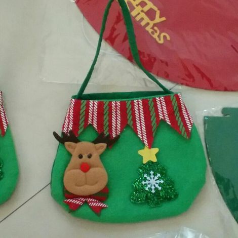 Autres décorations de Noël Sacs cadeaux de réveillon de Noël Petits sacs cadeaux pour enfants Ornements de Noël Sacs cadeaux de réveillon de Noël(cerf vert) (1/5)