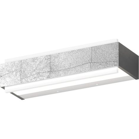 Applique moderno top light bios 1213 30 dm led switch 1320lm diffusore alluminio illuminazione modulo integrato, finitura metallo foglia argento