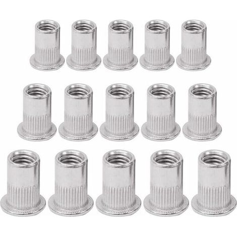 [JAMAIS UTILISÉ] Vente chaude-Rivet Fileté 90 Pièces Rivet Rivet Fileté Rivet Nut Flat Head Threaded Rivet Nuts Écrou de Rivet Insers Fileté Ecrou Tête Ecrou, M5 M6 M8--Ternel,de (1/4)