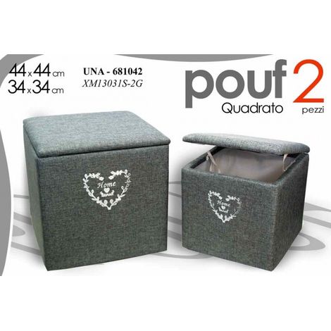 Conjunto de dos cesto de lavandería pufs tapizados gris