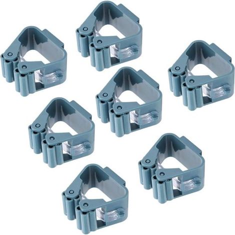 Robusto supporto da parete blu scuro per scope e spazzatrici - Porta-manigli per mocio resistente, ideale per lavanderia e bagno. (1/2)