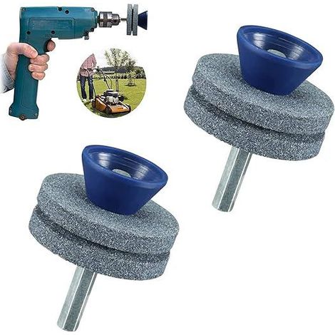Affûteur de lame de tondeuse double face, lot de 2, résistant à l'usure, compatible avec perceuses électriques ou visseuses, pour affûtage rapide et efficace (1/5)
