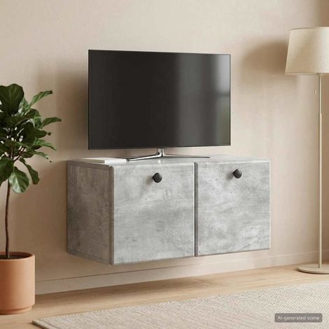 Wandmontierter TV-Schrank 59,5 x 31 x 30 cm Betongrau (1/5)