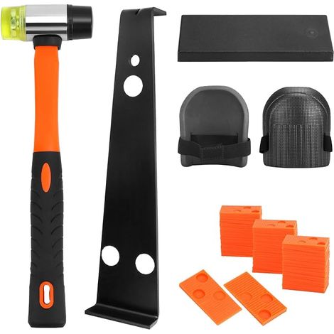 Laminate Parquet Installation Kit with 60 Spacers, Pull Bar, Tapping Block, Double Sided Mallet and Comfortable Knee Pads (1/5)