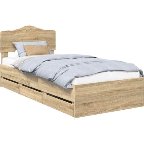 Estructura de cama Roble Sonoma 90 x 200 cm Madera Ingenieril vidaXL