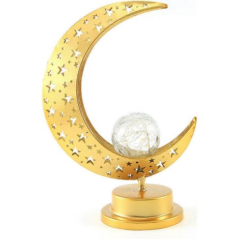 Dekorative LED-Tischleuchte, Nachtlampe, festliche Dekoration, Eisenkunst, ausgehöhlte Materialien, Mond