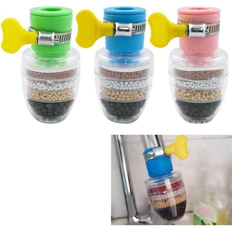 Lot de 3 filtres à eau pour robinet, filtre à charbon actif à 6 couches, filtre à eau de remplacement pour évier (1/4)
