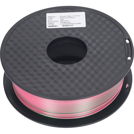 Filament PLA bicolore vert pêche rouge aspect soyeux brillant pour imprimante 3D 1.75mm (1/5)