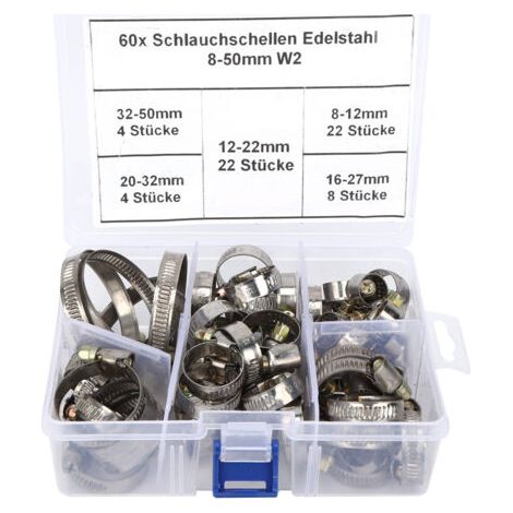 Rosvola Colliers de serrage à ressort de Type allemand, 60 pièces, attaches à ressort 8-12mm/12-22mm/16-27mm/20-32mm/32-50mm (1/5)