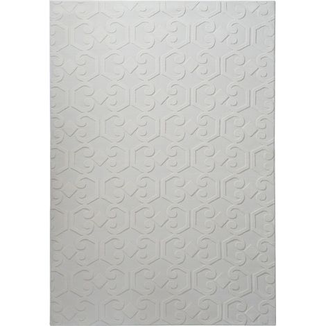 Area Rug Light Grey Fabric 160 x 230 cm Jacquard Rectangular Shape Accent Rug GANNETT (1/5)