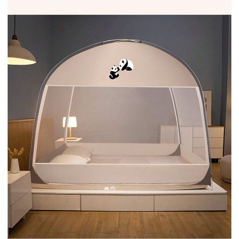 Nouveau produit : Moustiquaire pour yourte mongole sans installation, housse anti-poussière, double porte en forme de U, fermeture éclair anti-moustiques, tapis de sol pour éviter qu'elle ne glisse du (1/4)