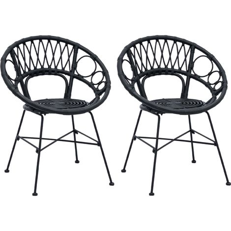 Dining Chair 2 pcs Rattan and Iron Black 54 x 65 x 82 cm vidaXL
