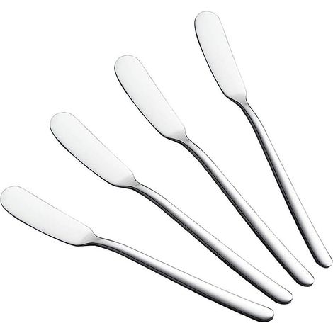 Set aus 2 hochglanzpolierten Küchenutensilien aus Edelstahl mit ergonomischem Griff: Buttermesser und Käsespatel. (1/5)