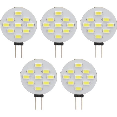 Ortviai Ampoules LED G4 12 V – Lot de 5, 1,5 W, 6000 K, lumière blanche, angle de faisceau 180°, 9 LED 5730 SMD