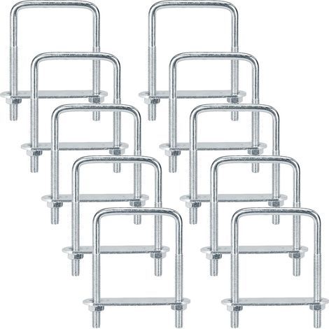 10 Pieces M6 U-Bolts 50 x 80 mm Stainless Steel U-Bolts with Nuts and Frame Plate for Trailer Securing Pipes, Vehicles, Boats, Plumbing (1/5)