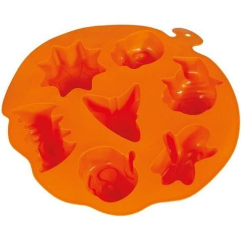 Moule Silicone Halloween - 7 Cavités - 26 x 23 cm - Orange (1/3)