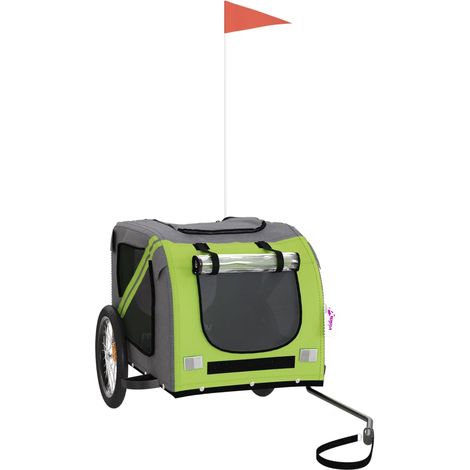 Remorque de vélo pour animaux de compagnie vert et gris