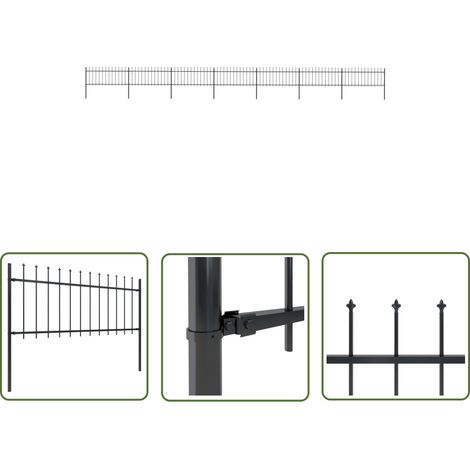 The Living Store Gartenzaun mit Speerspitzen Stahl 11,9 x 0,8 m Schwarz - Gartenzaun - Stahlezaunt - Metallzaun - Zaun Schwarz - Zierzaun (1/5)