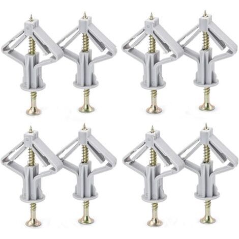 Lot de 50 chevilles et vis pour plaque de plâtre - Fixation murale robuste - En plastique - Tube d'expansion avec vis à tête fraisée - Pour cloison sèche creuse, cavité - Supports muraux pour TV (1/5)