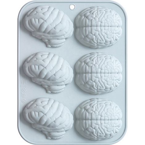 Moule en Silicone en forme de cerveau à 6 cavités, pour-Bleu (1/5)