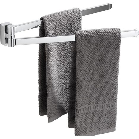 Porte-Serviettes pivotant chromé en Acier Inoxydable avec 2 Barres pivotantes (1/5)