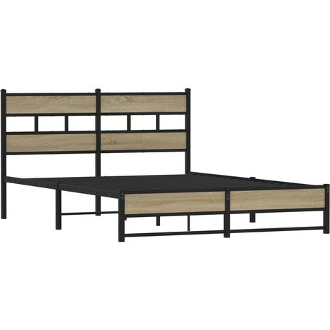 Metal Bed Frame without Mattress Sonoma Oak 140x190 cm vidaXL (1/4)