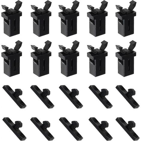 10 paires de loquets de couvercle à pression en plastique noir, compatibles avec les poubelles Brabantia de 3 à 50 litres. (1/4)