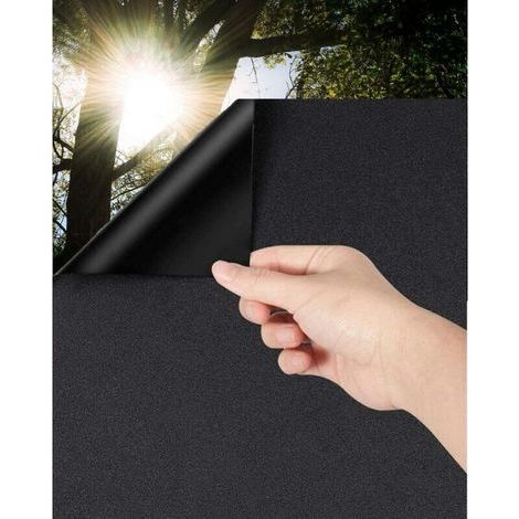Film occultant pour fenêtre Film de verre dépoli auto-adhésif 90 % bloquant la lumière Autocollant teinté foncé pour chambre de bébé, sommeil de jour, etc. (Noir-30 100 cm) (1/5)