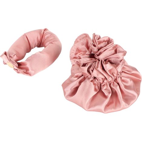 Bandeau satin doux pour cheveux longs, kit de boucles sans chaleur, portable rose poussiéreux pour nuit (1/5)