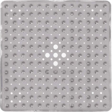 Tapis de douche carré 53 x 53 cm, antidérapant, anti-moisissure, avec ventouse, absorbant, sans BPA, antibactérien, lavable en machine, avec trous de drainage - Gris (1/5)