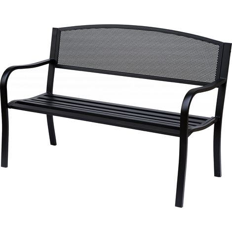 Gartenbank Sitzbank Parkbank 2-Sitzer Garten Stahl Schwarz B127 X T60 X H87Cm