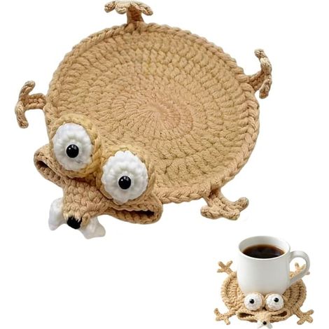 BelleRise - Dessous de verre animaux 3D amusants au crochet, protège-tables anti-stress faits main pour bureau (1/5)