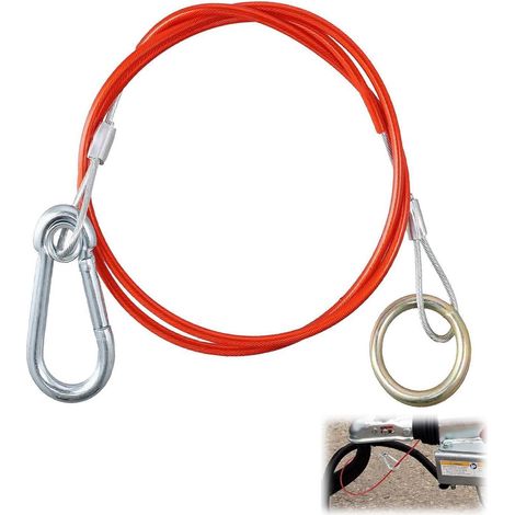 Abreißseil für Anhänger mit Karabiner und Gabelkopf, 1m, Rot (1/5)