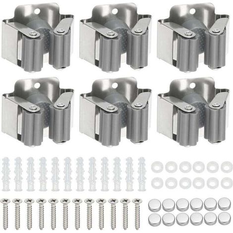6 Pièces Porte Balai Mural, Porte Outils Mural, Support De Vadrouille, pour Salle De Bain Cuisine Bureau Placard Jardin Garage (1/4)