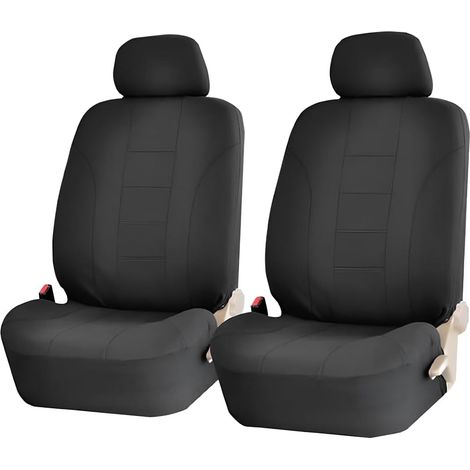 Atmungsaktive, waschbare Vordersitzbezüge aus Stretch-Polyester, Autositzschoner mit abnehmbaren Kopfstützen, geeignet für die meisten Vans, LKWs und SUVs (schwarz).