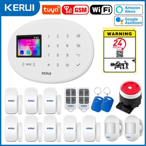 (Pack 4) Système d'alarme antivol sans fil, alarme domestique, alarme intelligente WiFi GSM SMS, compatible avec Alexa. (1/5)