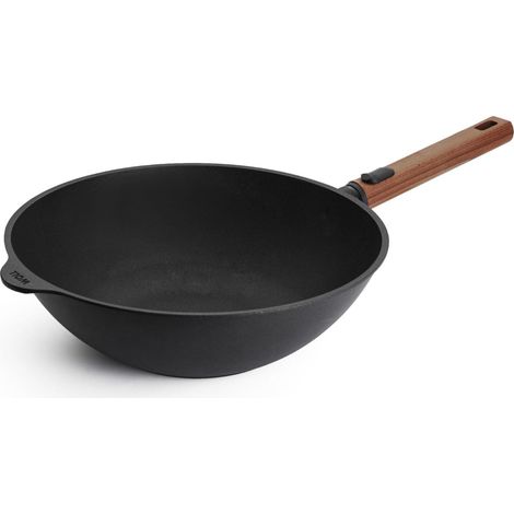 Wok et poêle à sauté Eco Logic QXR Ø 30 cm avec manche amovible en bois – wok antiadhésif sans PFAS, compatible four – poêle induction – poêle pour induction – wok (1/5)