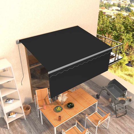 vidaXL Manual Retractable Awning with Blind 3,5x2,5m Anthracite (313230+46848+313288)