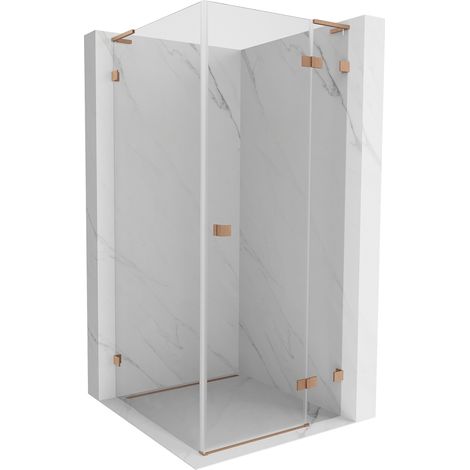 Mexen Lunar L cabine de douche pliante droite 80 x 80 cm, transparent, cuivre brossé - 834L-080-080-65-00-P (1/5)