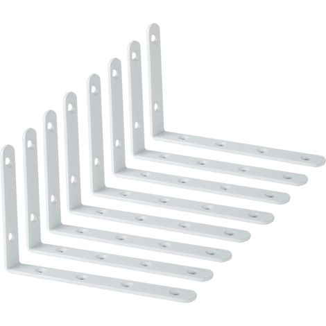 8 Pcs - Equerre Etagere Murale - Support Fixation Flottante - Acier Inoxydable Forme L 90 Degrés Pour Bibliothèque Salon Chambre Blanc 15x10cm