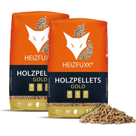 Heizfuxx Gold HD ENplus A1 Holzpellets Nadelholz 15kg x 2 Sack