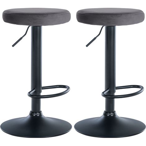 Set di 2 sgabelli da bar dal design semplice altezza regolabile rivestimento in velluto grigio scuro gambe in metallo nero 100006810