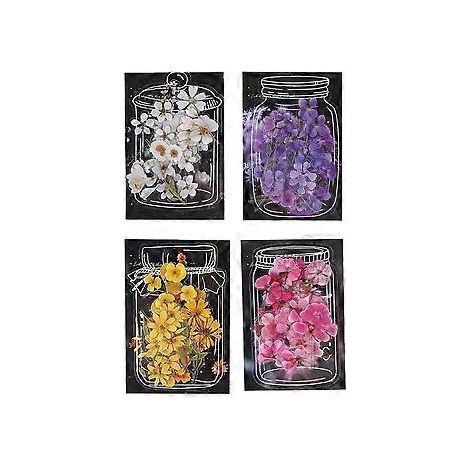 Délices Créatifs, 160 autocollants transparents en forme de fleurs pour personnalisation, autocollants naturels vintage avec finition aquarelle adhésive, auto-adhésifs (1/4)