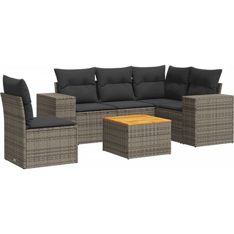Maison Exclusive - 6-tlg. Garten-Sofagarnitur mit Kissen Grau Pol