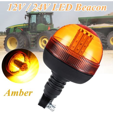 40 LED clignotant clignotant ambre gyrophare DIN lampe témoin d'avertissement de tracteur à montage sur poteau (1/3)