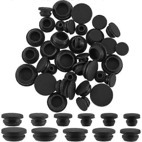 55 pièces de 11 tailles de bouchons ronds en silicone noir, bouchons coniques étanches en caoutchouc, embouts de tube souples et réutilisables, adaptés aux meubles. (1/5)